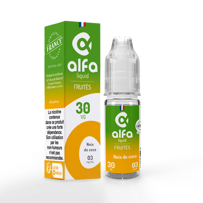 Noix de Coco Alfaliquid Fruités 10mL Noix de Coco Alfaliquid Fruités 10mL